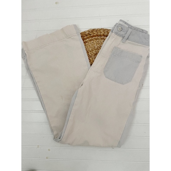 ROLLAS The Sailor Jean High Rise Wide Leg Color-block Shell Spice Gray /Cream 24 - Picture 7 of 11